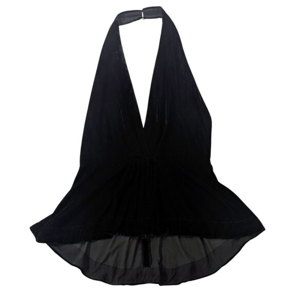 FREE PEOPLE Nicole Velvet Halter Top M -- Black -- Plunging V-Neck -- Open Back - Picture 5 of 12